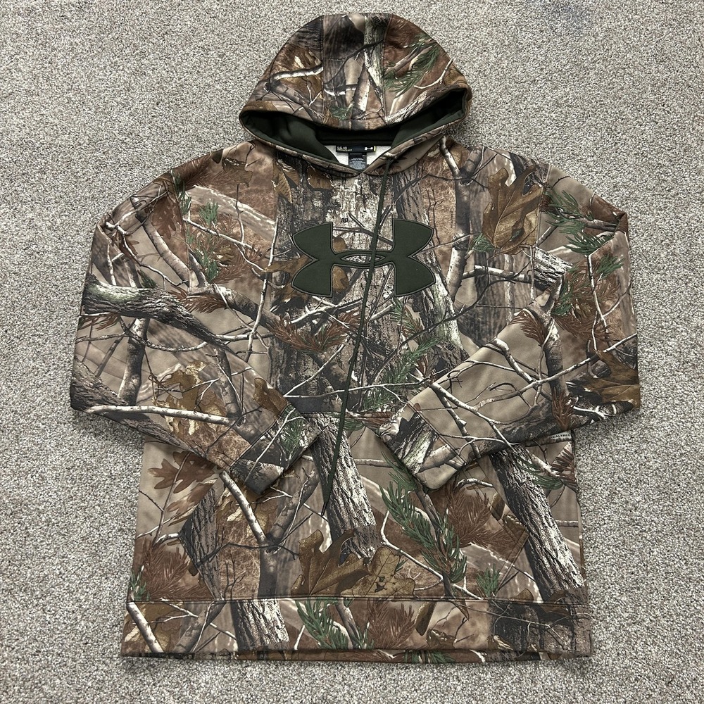 Under Armour Hoodie Mens L Camo Fleece Pullover Realtree Hunting Sweatshirt